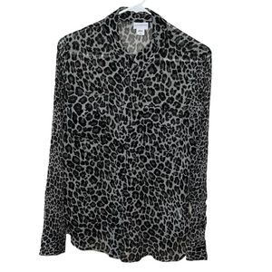 Jaclyn Smith, Size Large, Animal print, Long Sleeve. Button Down front, Top,